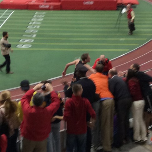 Rupp thanks the crowd after setting the AR.